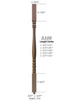 5105 39" Hampton Square Top Baluster Dimensional Information