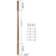 5141 39" Square Top Colonial Baluster, Dimensional Information