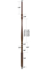 5200 39" Hampton Pin Top Baluster Dimensional Information