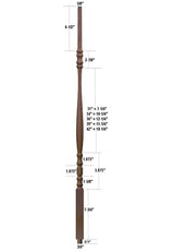 5200 31" Hampton Pin Top Baluster Dimensional Information