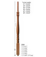 5300 34" Hampton Pin Top Baluster Dimensional Information