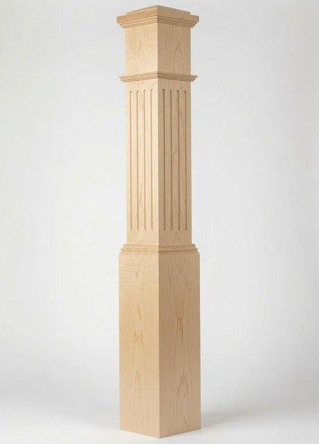 F-4092 Soft Maple Fluted Box Newel Post