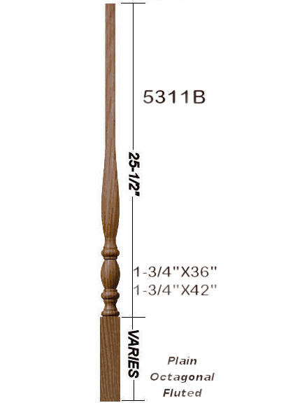 5311 36" Utah Classic Square Top Baluster Dimensional Information