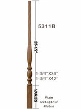 5311 36" Utah Classic Square Top Baluster Dimensional Information