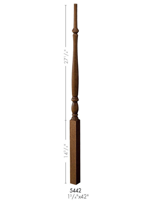 F-5438 38-inch Fluted Country Classic Baluster Dimensional Information