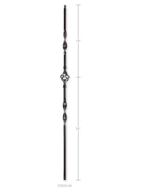 FIH5525-44 Hollow Tubular Steel One Basket Two Ribbons Iron Baluster