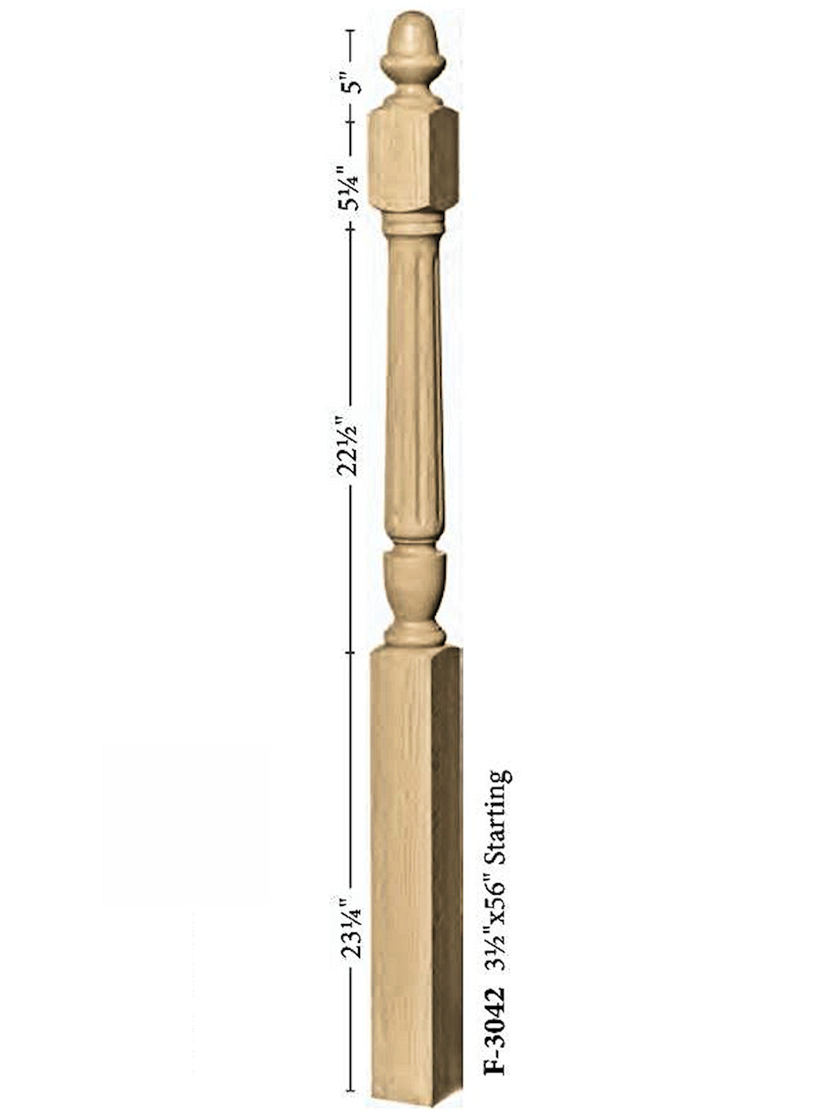 F-3042 Fluted Acorn Top Starting Newel Post