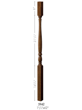 5942 42-inch Plain Country Classic Baluster  Dimensional Information