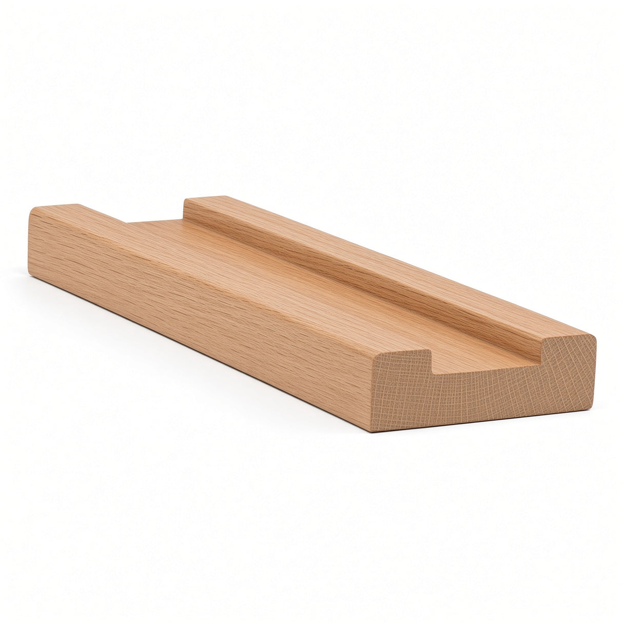 6000S 3/4" x 2-1/2" Contemporary Shoerail, Plowed 1-1/4", White Oak