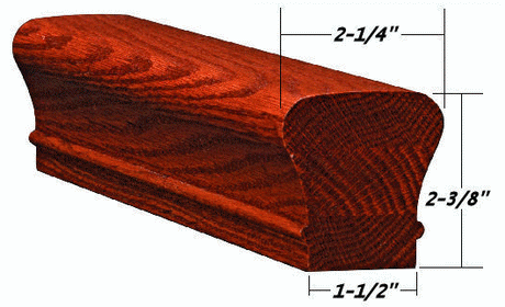 6010 Red Oak Handrail w/Dimensions
