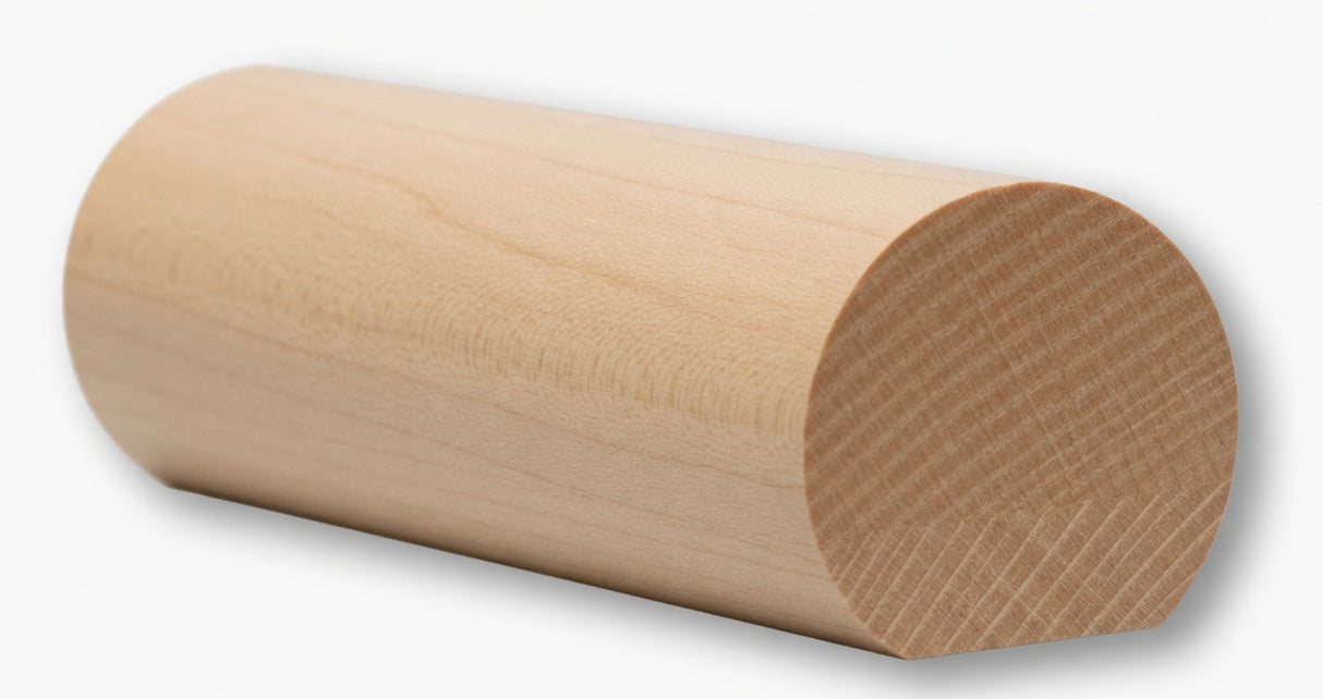 6040 1-5/8" x 1-3/48" Round Handrail with Flat Bottom, Birch