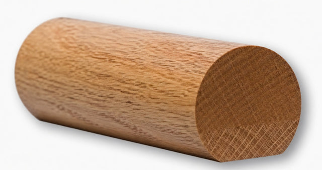 6040 1-5/8" x 1-3/48" Round Handrail with Flat Bottom, Hickory