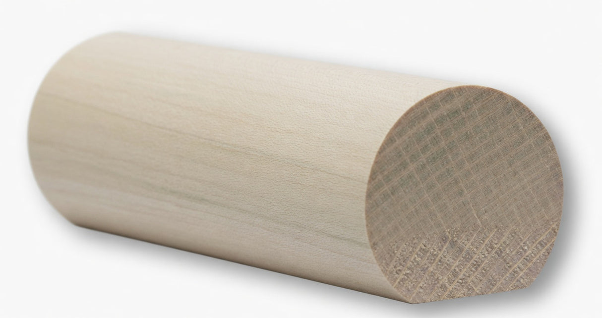 6040 1-5/8" x 1-3/48" Round Handrail with Flat Bottom, Poplar