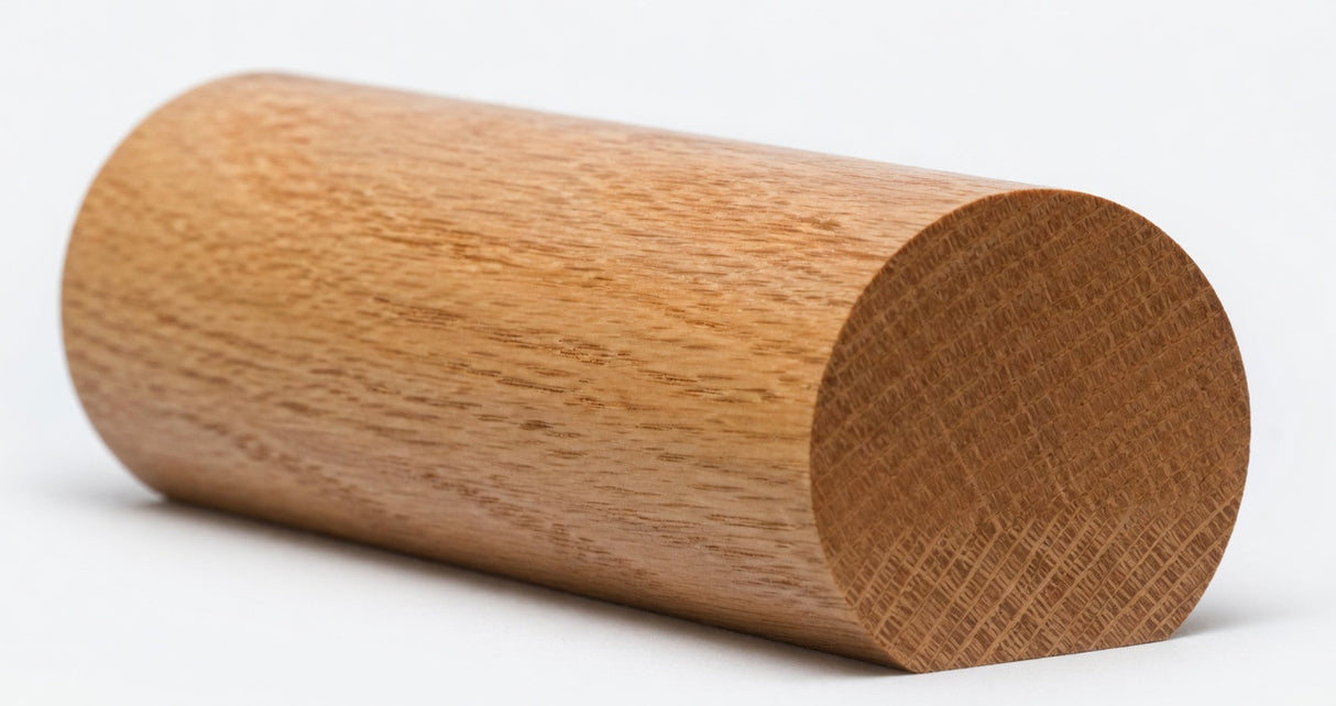 6040 1-5/8" x 1-3/48" Round Handrail with Flat Bottom, Red Oak