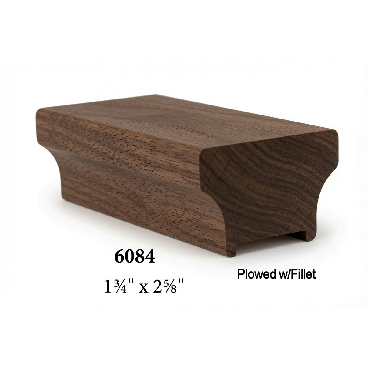 6084P Plowed  2-5/8" Wide x 1-3/4" Tall Handrail, Walnut