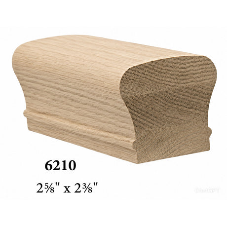 6210 2-5/8" x 2-3/8" Tall Colonial Handrail, Red Oak