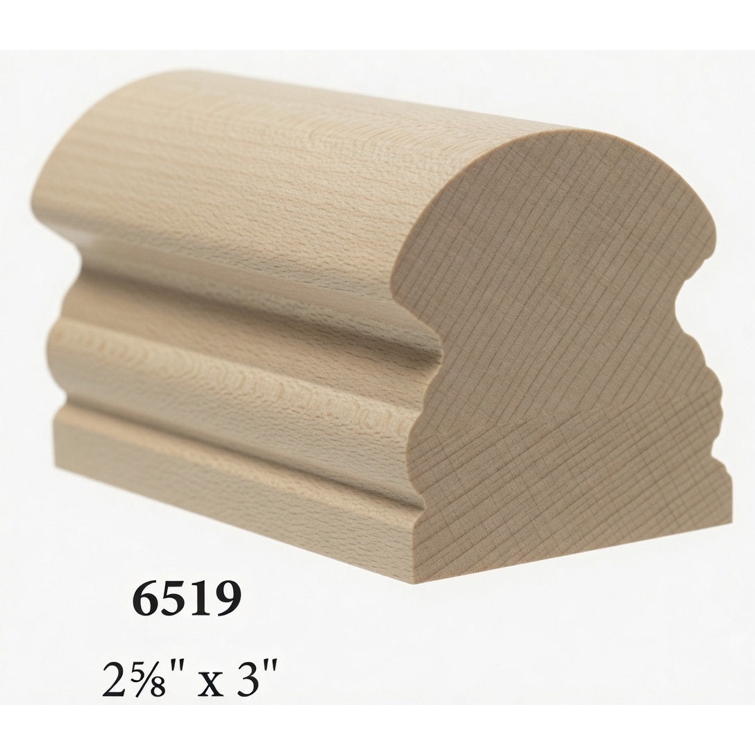 6519 2-5/8" x 3" Traditional Handrail, Hard Maple