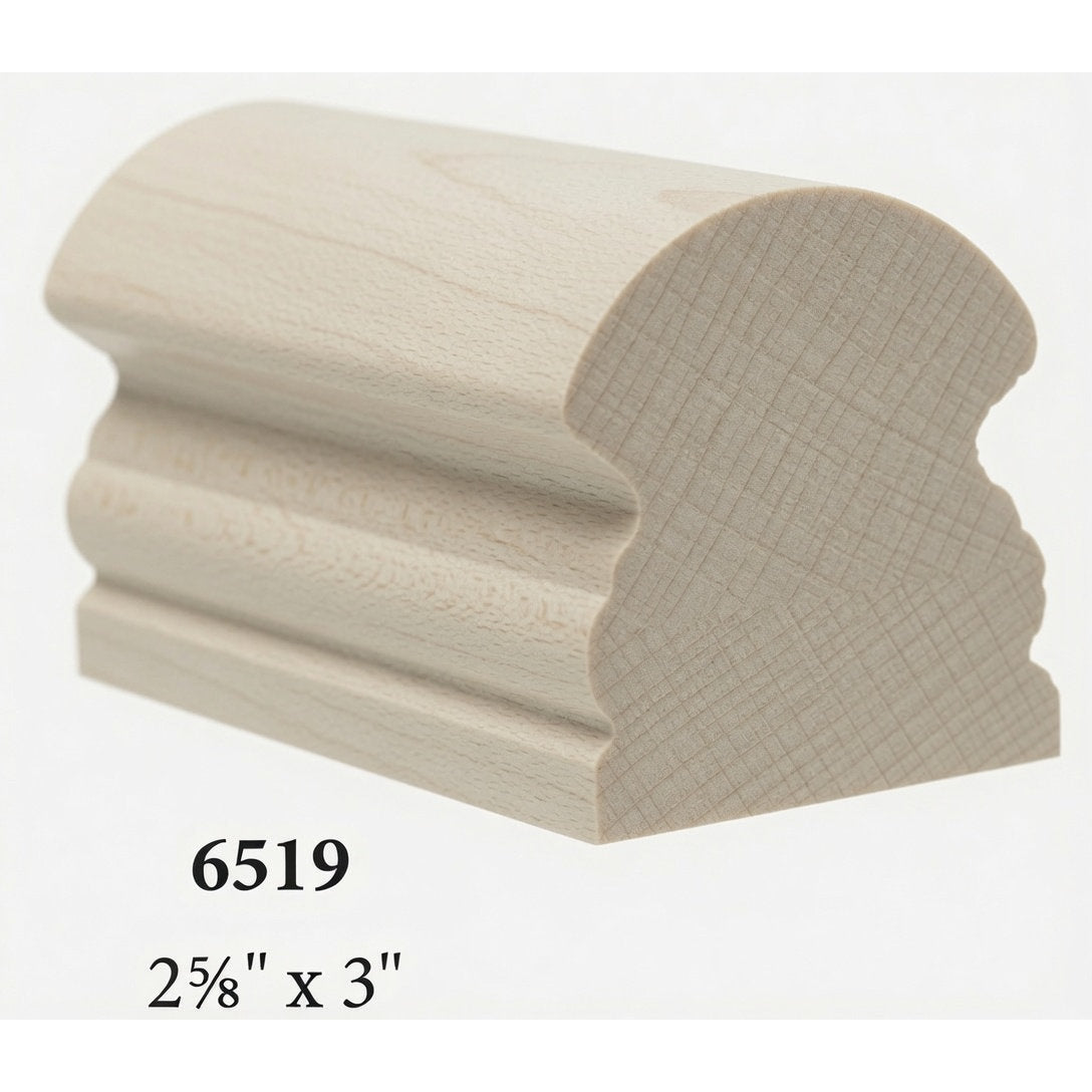 6519 2-5/8" x 3" Traditional Handrail, Soft Maple