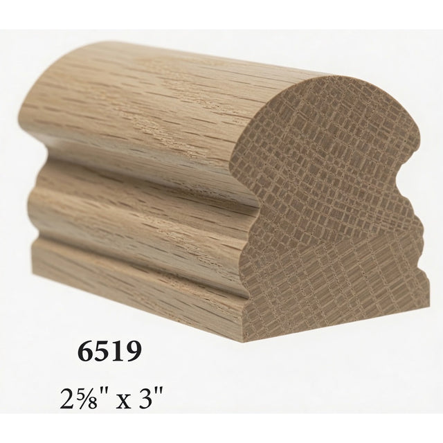 6519 2-5/8" x 3" Traditional Handrail, White Oak