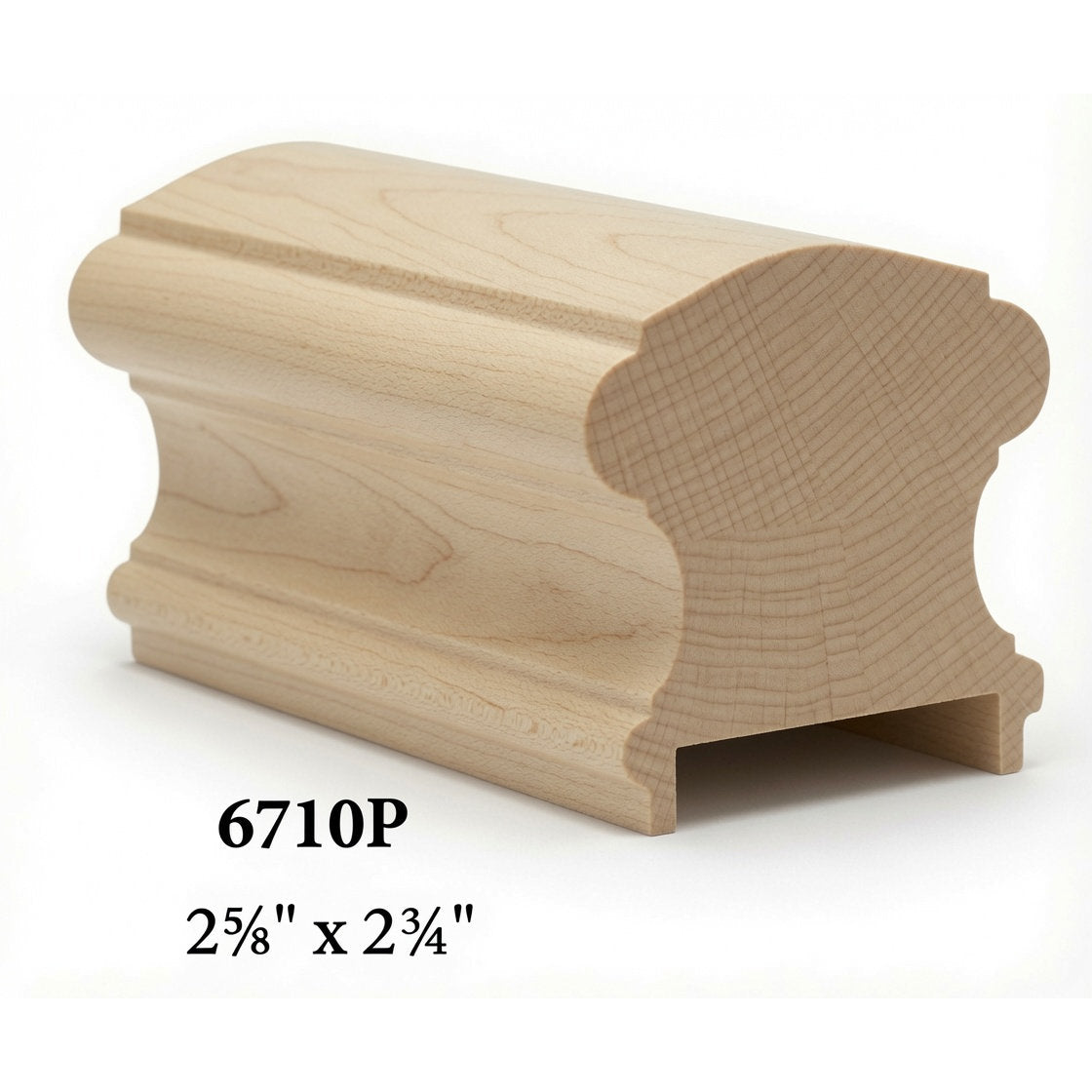 6710P 2-5/8" x 2-3/4" Traditional Plowed Handrail, Hard Maple