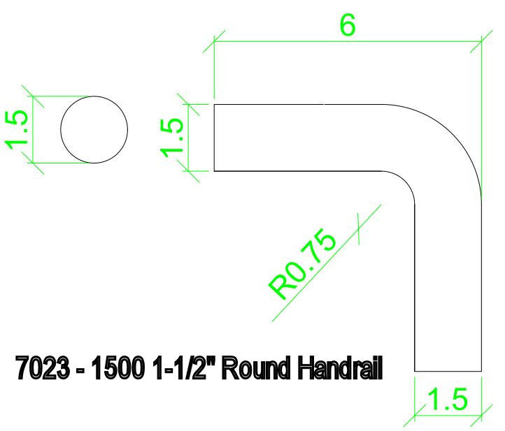 7023 CADD for 1500 1-1/2" Round Handrail
