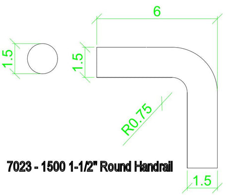 7023 CADD for 1500 1-1/2" Round Handrail