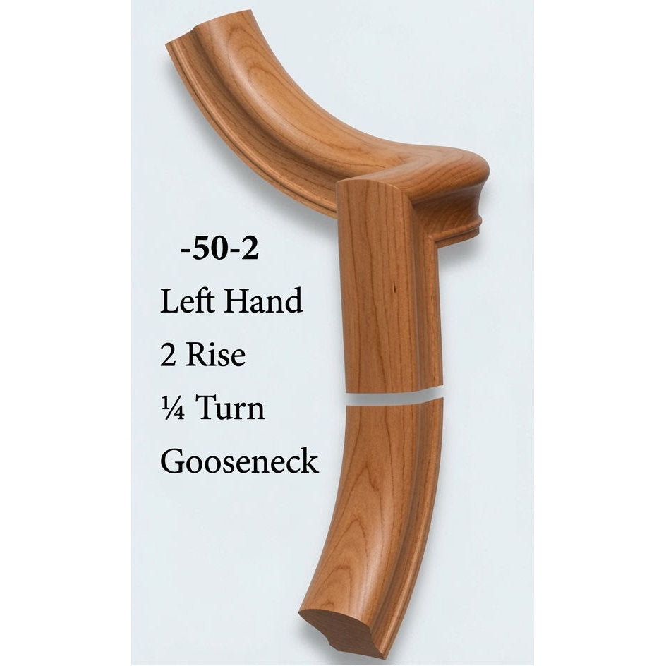 7050 Left Hand 2 Riser Goosenecks with 1/4-Turn & Up Easing for the 6010 Handrail, American Cherry