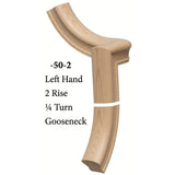 7050 Left Hand 2 Riser Goosenecks with 1/4-Turn & Up Easing for the 6010 Handrail, Hard Maple