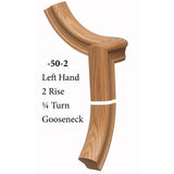 7050 Left Hand 2 Riser Goosenecks with 1/4-Turn & Up Easing for the 6010 Handrail, Red Oak