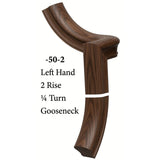 7050 Left Hand 2 Riser Goosenecks with 1/4-Turn & Up Easing for the 6010 Handrail, Walnut