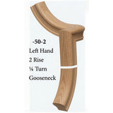 7050 Left Hand 2 Riser Goosenecks with 1/4-Turn & Up Easing for the 6010 Handrail, White Oak