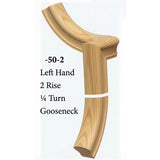 7050 Left Hand 2 Riser Goosenecks with 1/4-Turn & Up Easing for the 6010 Handrail, Yellow Pine