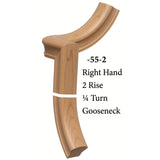 7055 Right Hand 2 Riser Goosenecks with 1/4-Turn & Up Easing for the 6010 Handrail, Alder
