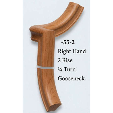 7055 Right Hand 2 Riser Goosenecks with 1/4-Turn & Up Easing for the 6010 Handrail, American Cherry