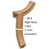 7055 Right Hand 2 Riser Goosenecks with 1/4-Turn & Up Easing for the 6010 Handrail, Ash