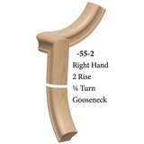 7055 Right Hand 2 Riser Goosenecks with 1/4-Turn & Up Easing for the 6010 Handrail, Hard Maple