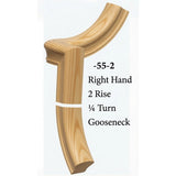 7055 Right Hand 2 Riser Goosenecks with 1/4-Turn & Up Easing for the 6010 Handrail, Yellow Pine