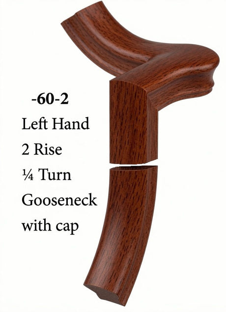 7060 Left Hand Gooseneck w/Quarter Turn Cap & Up Easing, Brazilian Cherry