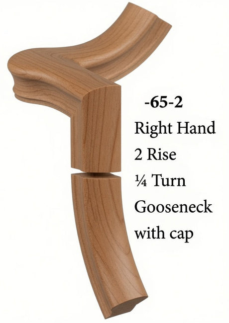 7065 Right Hand Gooseneck w/Quarter Turn Cap & Up Easing, Alder