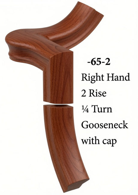 7065 Right Hand Gooseneck w/Quarter Turn Cap & Up Easing, American Cherry