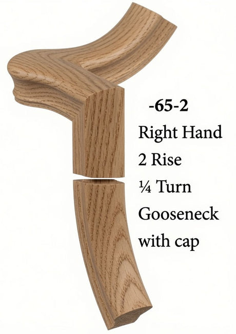 7065 Right Hand Gooseneck w/Quarter Turn Cap & Up Easing, Ash