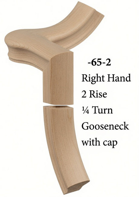 7065 Right Hand Gooseneck w/Quarter Turn Cap & Up Easing, Birch
