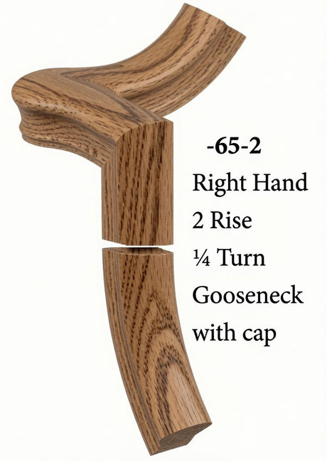 7065 Right Hand Gooseneck w/Quarter Turn Cap & Up Easing, Hickory