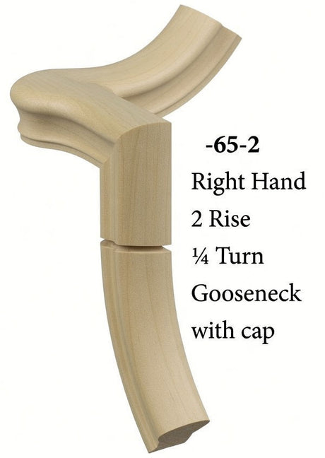 7065 Right Hand Gooseneck w/Quarter Turn Cap & Up Easing, Poplar