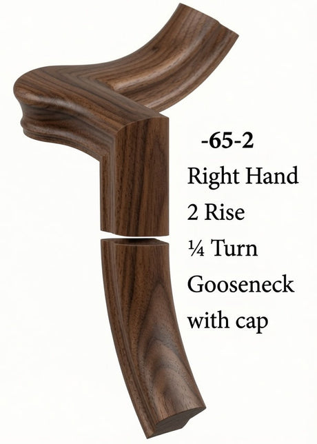 7065 Right Hand Gooseneck w/Quarter Turn Cap & Up Easing, Walnut