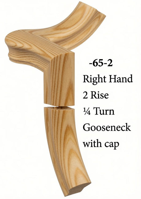 7065 Right Hand Gooseneck w/Quarter Turn Cap & Up Easing, Yellow Pine