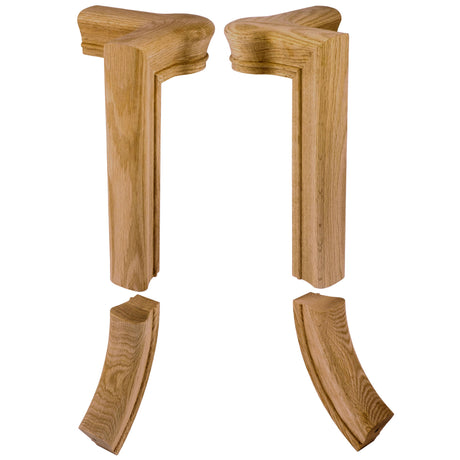 7081 Left Hand and 7086 Right 2 Riser Goosenecks with Quarter-turn Newel Caps, Red Oak