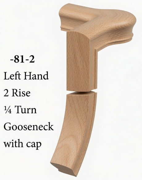 7081 Left Hand Right Hand 2 Riser Goosenecks with Quarter-turn Newel Caps for the 6010 Handrail, Beech