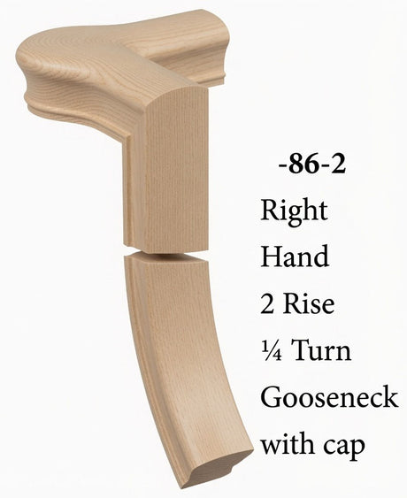 7086 Right Hand Right Hand 2 Riser Goosenecks with Quarter-turn Newel Caps for the 6010 Handrail, Birch