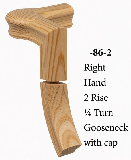 7086 Right Hand Right Hand 2 Riser Goosenecks with Quarter-turn Newel Caps for the 6010 Handrail, Yellow Pine